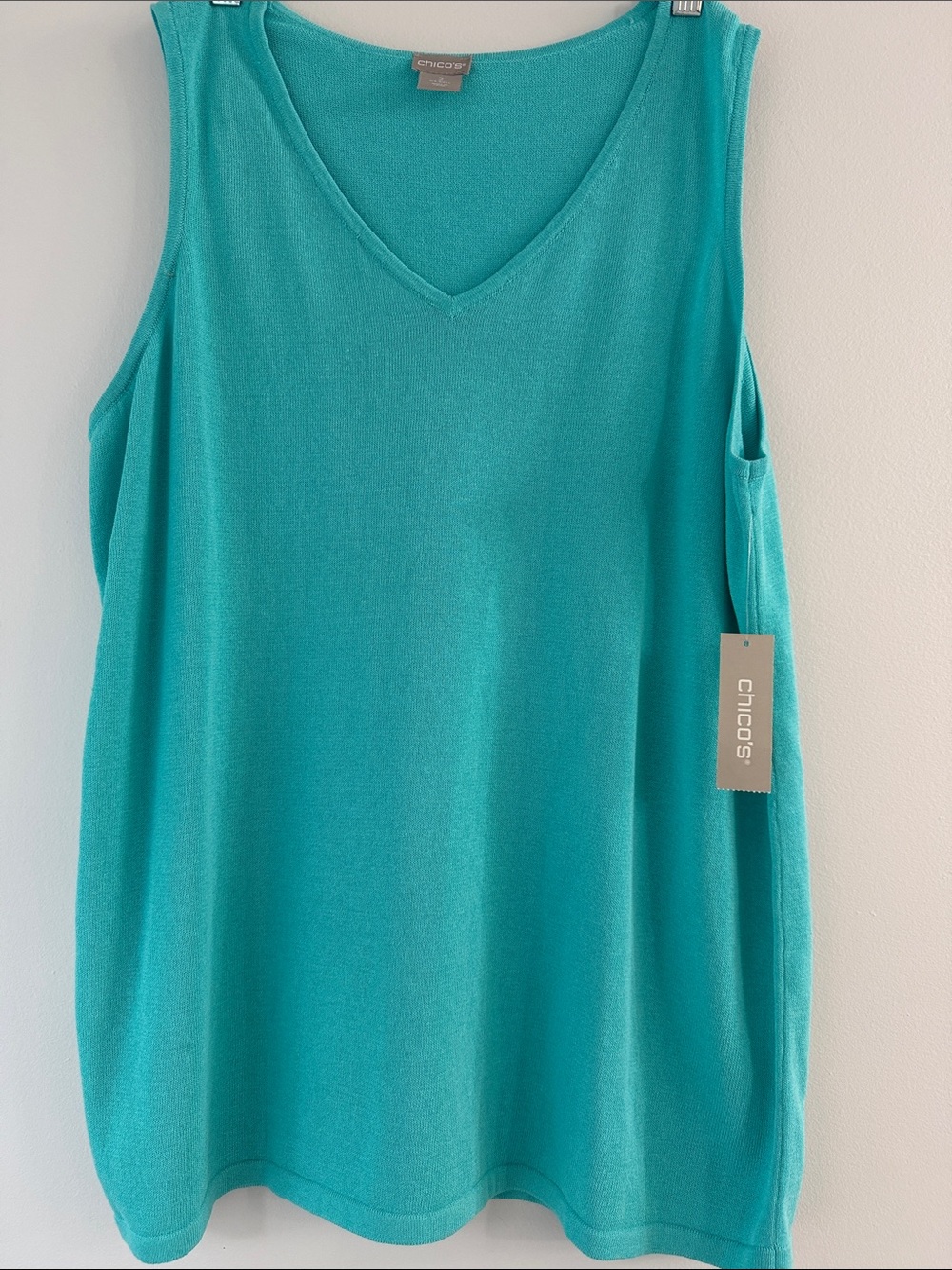 Chico's Turquoise V-Neck Sleeveless Tank Top chicos Sz 2